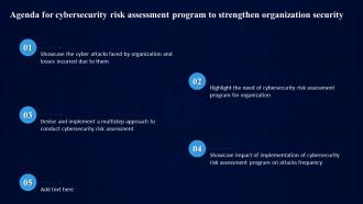 Agenda For Cybersecurity Risk Assessment Program To Strengthen Organization Security