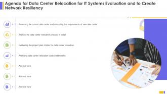 Agenda For Data Center Relocation For IT Systems Evaluation And To Create Network Resiliency