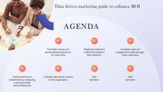 Agenda For Data Driven Marketing Guide To Enhance ROI Ppt Slides Elements