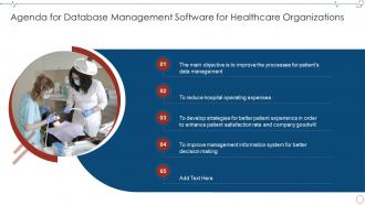 Agenda For Database Management Software For Healthcare Organizations