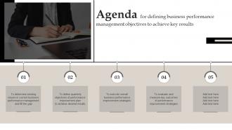 Agenda For Defining Business Performance Management Objectives To Achieve Key Results
