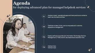 Agenda For Deploying Advanced Plan For Managed Helpdesk Services