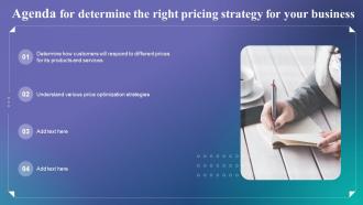 Agenda For Determine The Right Pricing Strategy For Your Business