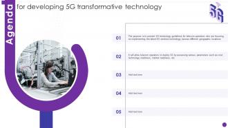 Agenda For Developing 5g Transformative Technology Developing 5g Transformative Technology