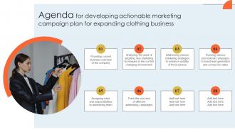 Agenda For Developing Actionable Marketing Campaign Plan For Expanding Strategy SS V