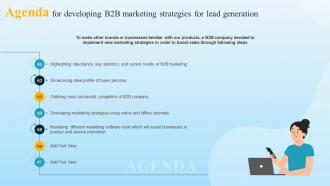 Agenda For Developing B2B Marketing Strategies For Lead Generation MKT SS V