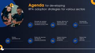 Agenda For Developing RPA Adoption Strategies For Various Sectors