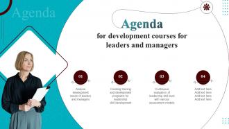 Agenda For Development Courses For Leaders And Managers Ppt Icon Gridlines