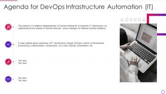 Agenda for devops infrastructure automation it ppt infographics slide tips