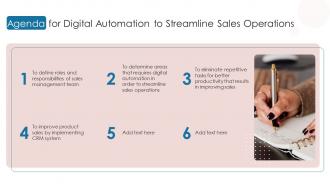 Agenda For Digital Automation To Streamline Sales Operations Ppt Slides Infographic Template