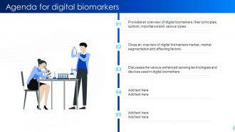 Agenda For Digital Biomarkers Ppt Powerpoint Presentation File Aids Ppt Show Vector