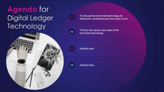 Agenda For Digital Ledger Technology Ppt Icon Pictures