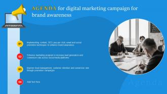 Agenda For Digital Marketing Campaign For Brand Awareness