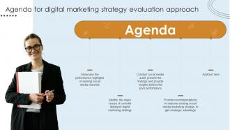Agenda For Digital Marketing Strategy Evaluation Approach Ppt File Background Designs