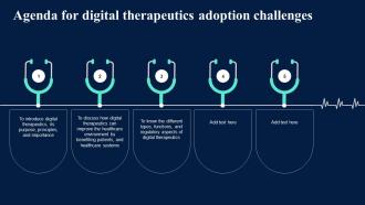 Agenda For Digital Therapeutics Adoption Challenges Ppt Ideas Background Images