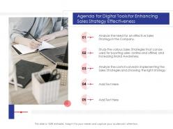 Agenda for digital tools for enhancing sales strategy effectiveness strategy effectiveness ppt slides