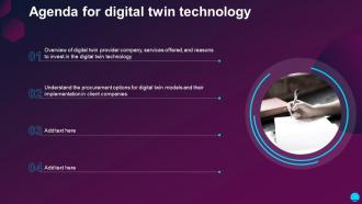 Agenda For Digital Twin Technology Ppt Powerpoint Presentation File Aids