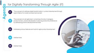Agenda For Digitally Transforming Through Agile It Ppt Brochure