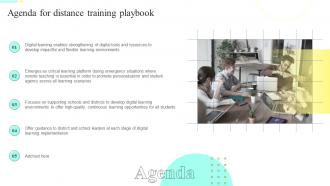 Agenda For Distance Training Playbook Ppt Slides Background Images