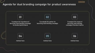 Agenda For Dual Branding Campaign For Product Awareness