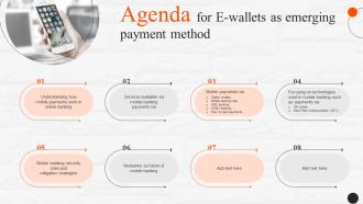 Agenda For E Wallets As Emerging Payment Method Fin SS V
