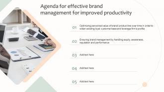 Agenda For Effective Brand Management For Improved Productivity