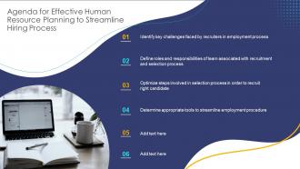 Agenda For Effective Human Resource Planning To Streamline Hiring Process