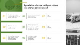 Agenda For Effective Paid Promotions To Generate Public Interest MKT SS V