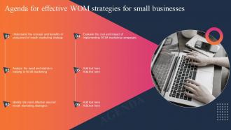 Agenda For Effective WOM Strategies For Small Businesse MKT SS V