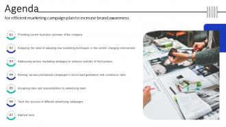 Agenda For Efficient Marketing Campaign Plan To Increase Brand Strategy SS V