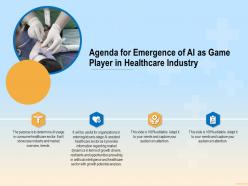 Agenda for emergence of ai as game player in healthcare industry sector ppt powerpoint file