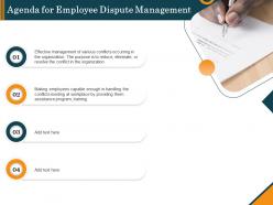 Agenda for employee dispute management ppt ideas graphics