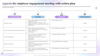 Agenda For Employee Engagement Meeting With Action Plan