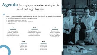 Agenda For Employee Retention Strategies For Small And Large Business Ppt Professional