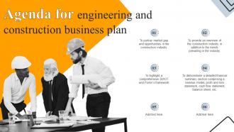 Agenda For Engineering And Construction Business Plan BP SS