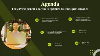 Agenda For Environmental Analysis To Optimize Business Performance