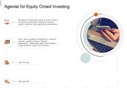 Agenda for equity crowd investing