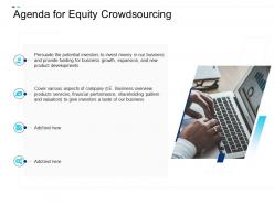 Agenda for equity crowdsourcing