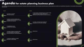 Agenda For Estate Planning Business Plan BP SS