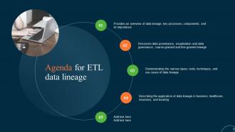 Agenda For ETL Data Lineage Ppt Ideas Layouts