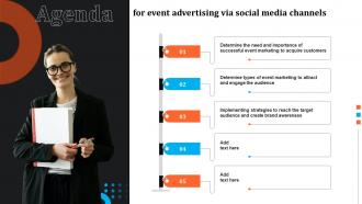 Agenda For Event Advertising Via Social Media Channels MKT SS V