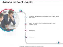 Agenda for event logistics ppt powerpoint presentation outline aids