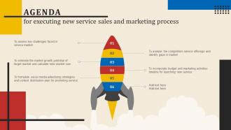 Agenda For Executing New Service Sales And Marketing Process Ppt Slides Inspiration