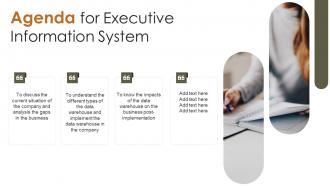 Agenda For Executive Information System Ppt Slides Background