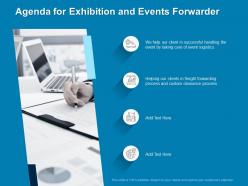 Agenda for exhibition and events forwarder n112 ppt powerpoint presentation icons