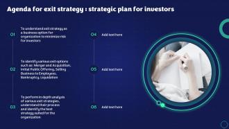 Agenda For Exit Strategy Strategic Plan For Investors Ppt Slides Icons