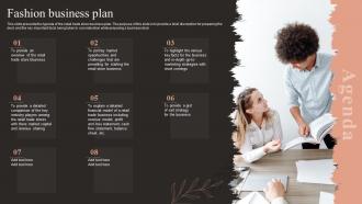 Agenda For Fashion Business Plan Ppt Ideas Design Inspiration BP SS