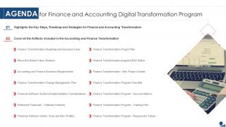 Agenda For Finance And Accounting Digital Transformation Program