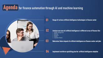 Agenda For Finance Automation Through AI And Machine Learning AI SS V