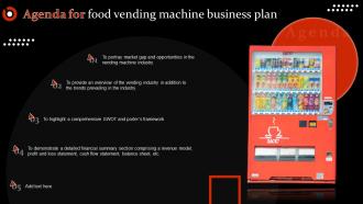 Agenda For Food Vending Machine Business Plan BP SS